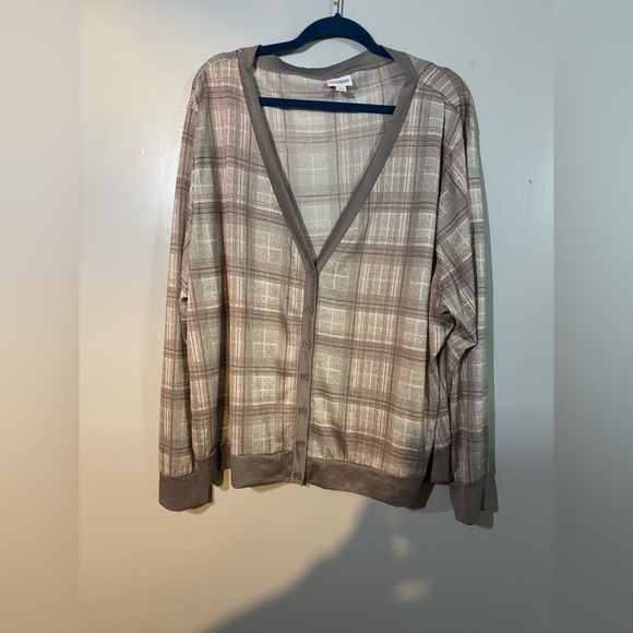 Lularoe women’s Cheryl button cardigan size 3XL Grey brown lightweight‎ stretch - Picture 1 of 4